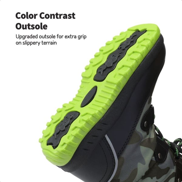 Kids Camouflage Slip Resistant Snow Boots - CAMO-GREEN - 3